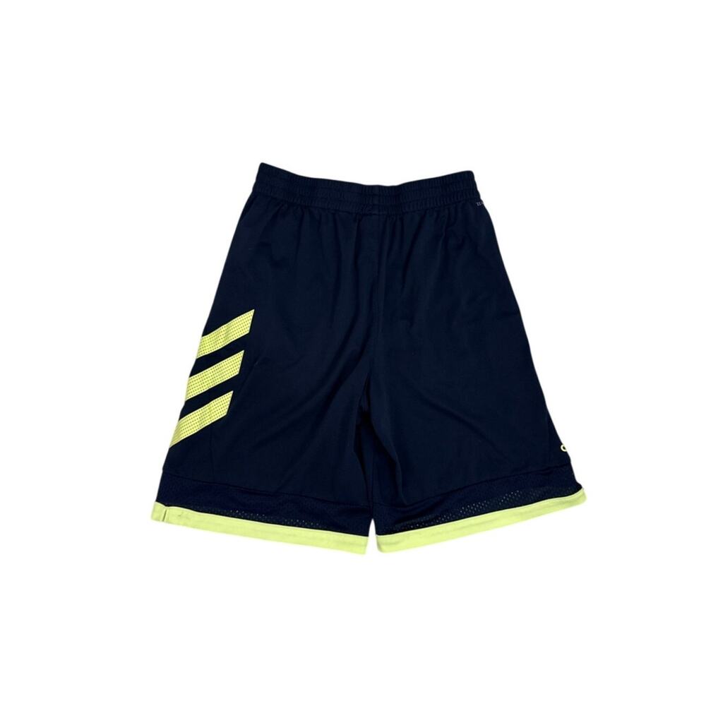 Adidas Navy Blue Lime Green Athletic Active Dri-Fit Shorts Youth Large (14/16)